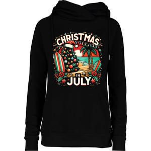 Christmas In July Summer Beach Vacation Xmas Womens Funnel Neck Pullover Hood