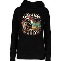 Christmas In July Summer Beach Vacation Xmas Womens Funnel Neck Pullover Hood