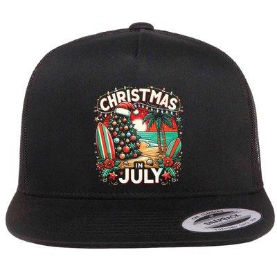 Christmas In July Summer Beach Vacation Xmas Flatbill Hat
