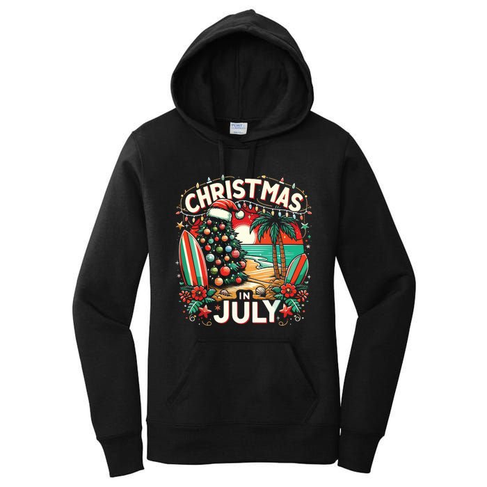 Christmas In July Summer Beach Vacation Xmas Women's Pullover Hoodie