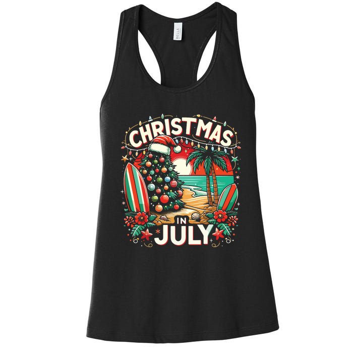 Christmas In July Summer Beach Vacation Xmas Women's Racerback Tank