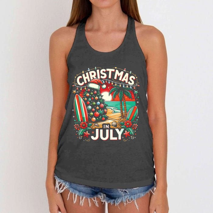 Christmas In July Summer Beach Vacation Xmas Women's Knotted Racerback Tank