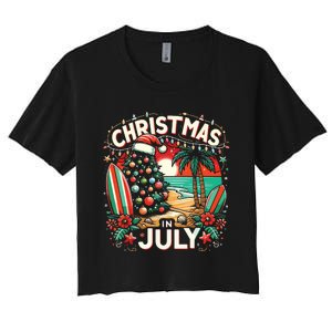 Christmas In July Summer Beach Vacation Xmas Women's Crop Top Tee