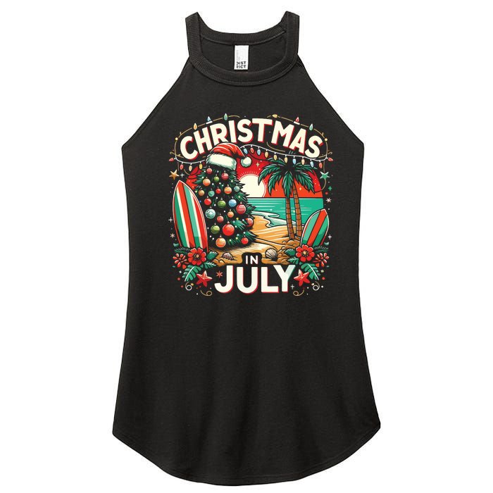 Christmas In July Summer Beach Vacation Xmas Women's Perfect Tri Rocker Tank