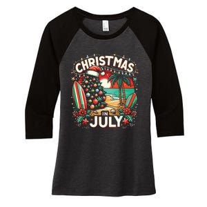 Christmas In July Summer Beach Vacation Xmas Women's Tri-Blend 3/4-Sleeve Raglan Shirt