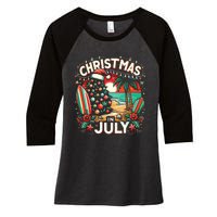 Christmas In July Summer Beach Vacation Xmas Women's Tri-Blend 3/4-Sleeve Raglan Shirt