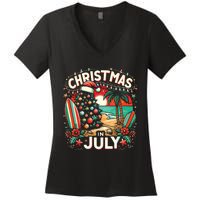 Christmas In July Summer Beach Vacation Xmas Women's V-Neck T-Shirt