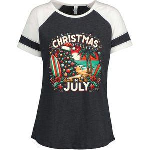 Christmas In July Summer Beach Vacation Xmas Enza Ladies Jersey Colorblock Tee