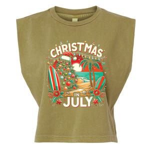 Christmas In July Summer Beach Vacation Xmas Garment-Dyed Women's Muscle Tee