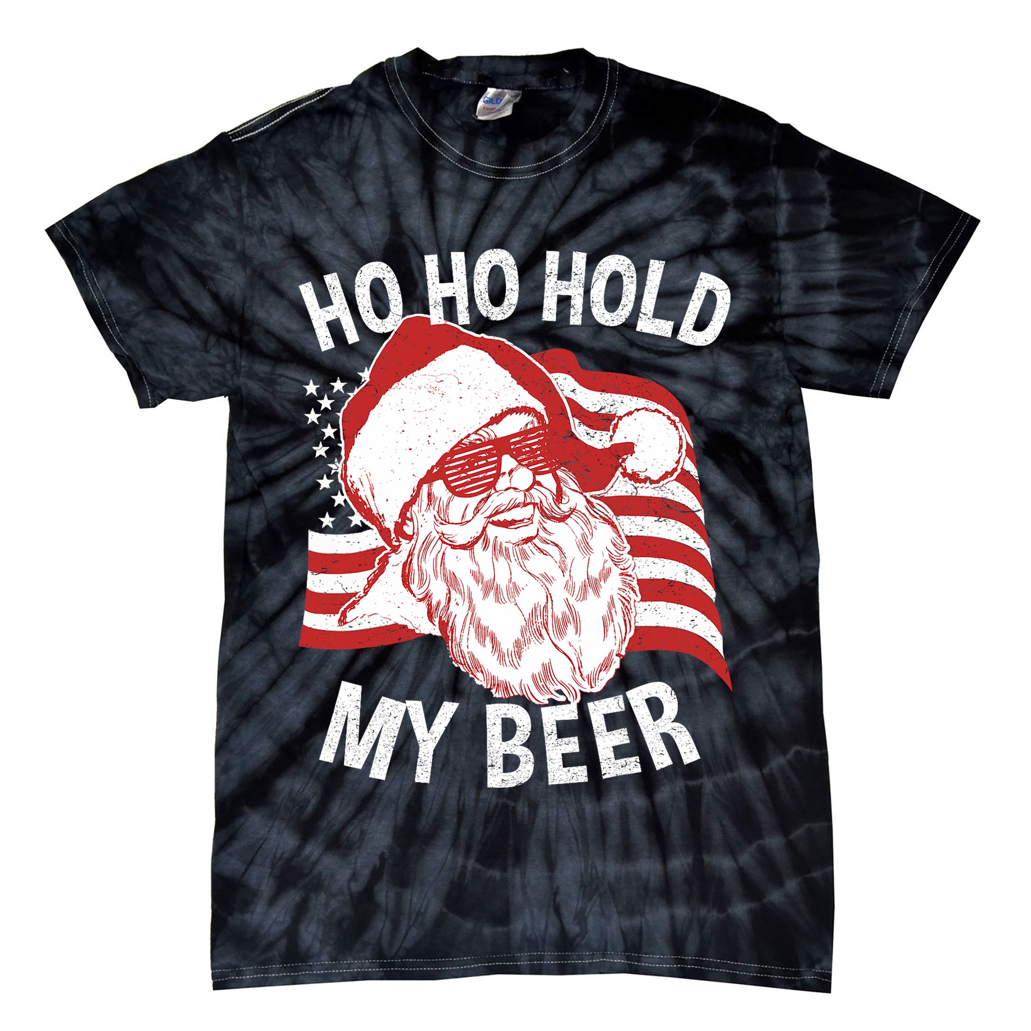 Christmas In July Santa Ho Ho Hold My Beer Tie-Dye T-Shirt