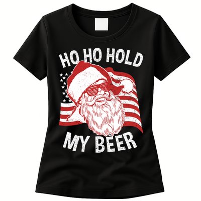 Christmas In July Santa Ho Ho Hold My Beer Womens T-Shirt