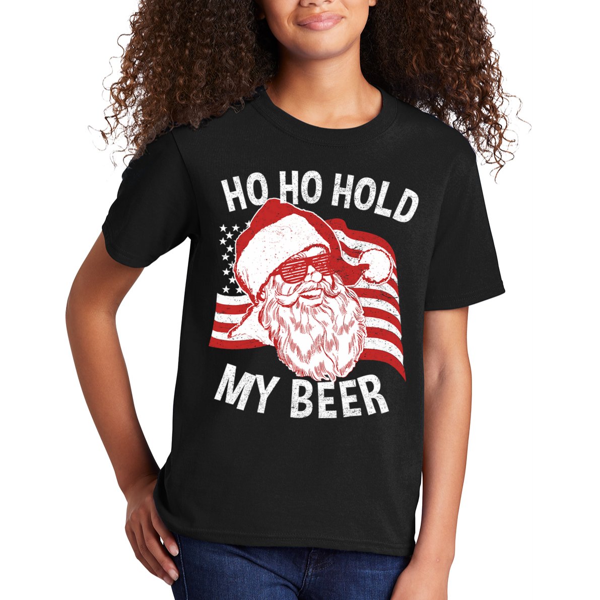 Christmas In July Santa Ho Ho Hold My Beer Kids T-Shirt