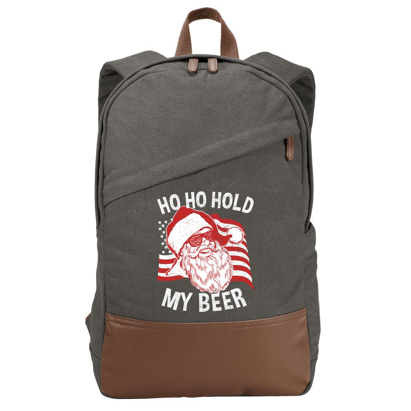 Christmas In July Santa Ho Ho Hold My Beer Cotton Canvas Backpack