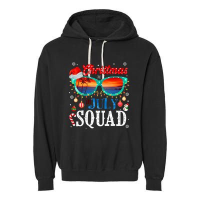 Christmas In July Squad Sunglasses Summer Beach Funny Xmas Garment-Dyed Fleece Hoodie