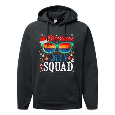 Christmas In July Squad Sunglasses Summer Beach Funny Xmas Performance Fleece Hoodie