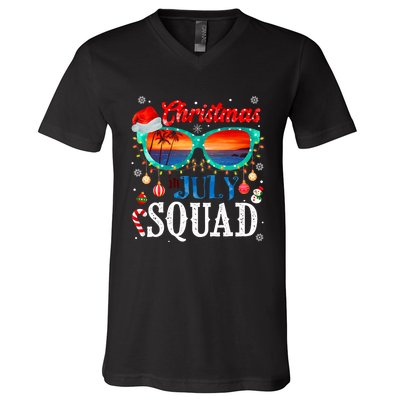 Christmas In July Squad Sunglasses Summer Beach Funny Xmas V-Neck T-Shirt