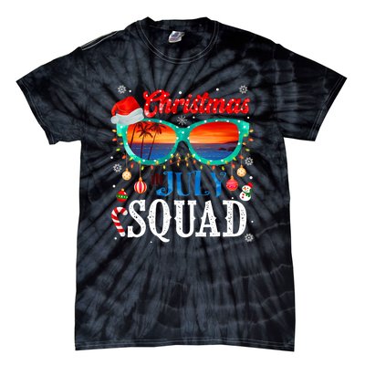 Christmas In July Squad Sunglasses Summer Beach Funny Xmas Tie-Dye T-Shirt