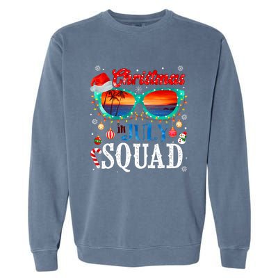 Christmas In July Squad Sunglasses Summer Beach Funny Xmas Garment-Dyed Sweatshirt