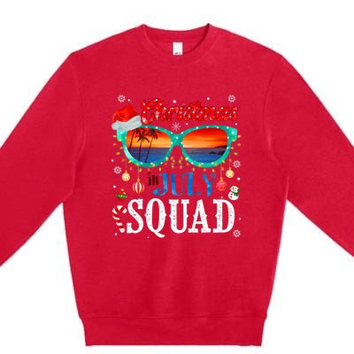 Christmas In July Squad Sunglasses Summer Beach Funny Xmas Premium Crewneck Sweatshirt