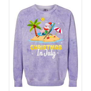 Christmas In July Santa Claus Beach Watermelon Gifts Colorblast Crewneck Sweatshirt