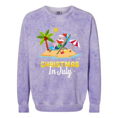 Christmas In July Santa Claus Beach Watermelon Gifts Colorblast Crewneck Sweatshirt