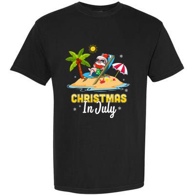 Christmas In July Santa Claus Beach Watermelon Gifts Garment-Dyed Heavyweight T-Shirt