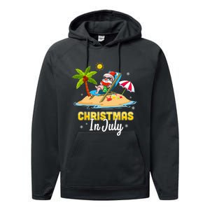 Christmas In July Santa Claus Beach Watermelon Gifts Performance Fleece Hoodie