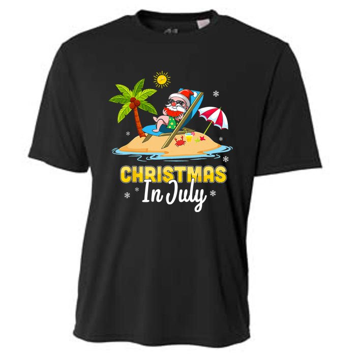 Christmas In July Santa Claus Beach Watermelon Gifts Cooling Performance Crew T-Shirt