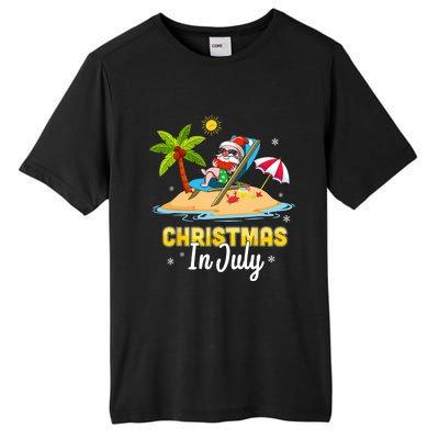 Christmas In July Santa Claus Beach Watermelon Gifts Tall Fusion ChromaSoft Performance T-Shirt