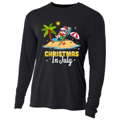 Christmas In July Santa Claus Beach Watermelon Gifts Cooling Performance Long Sleeve Crew