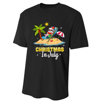 Christmas In July Santa Claus Beach Watermelon Gifts Performance Sprint T-Shirt