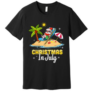 Christmas In July Santa Claus Beach Watermelon Gifts Premium T-Shirt