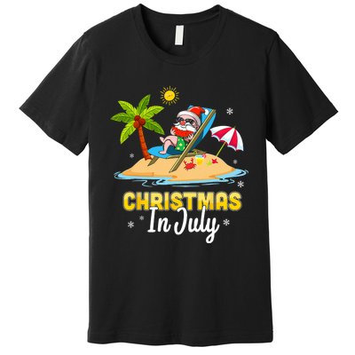 Christmas In July Santa Claus Beach Watermelon Gifts Premium T-Shirt