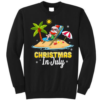 Christmas In July Santa Claus Beach Watermelon Gifts Tall Sweatshirt