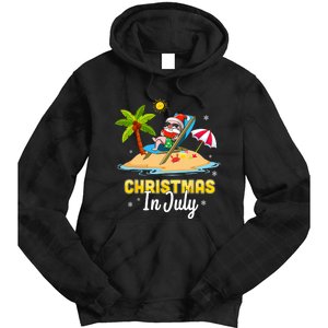 Christmas In July Santa Claus Beach Watermelon Gifts Tie Dye Hoodie