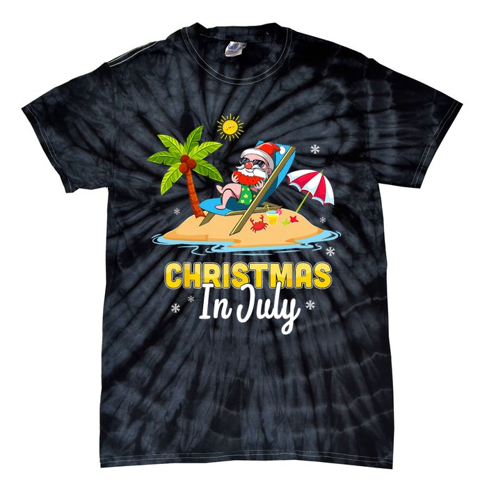 Christmas In July Santa Claus Beach Watermelon Gifts Tie-Dye T-Shirt