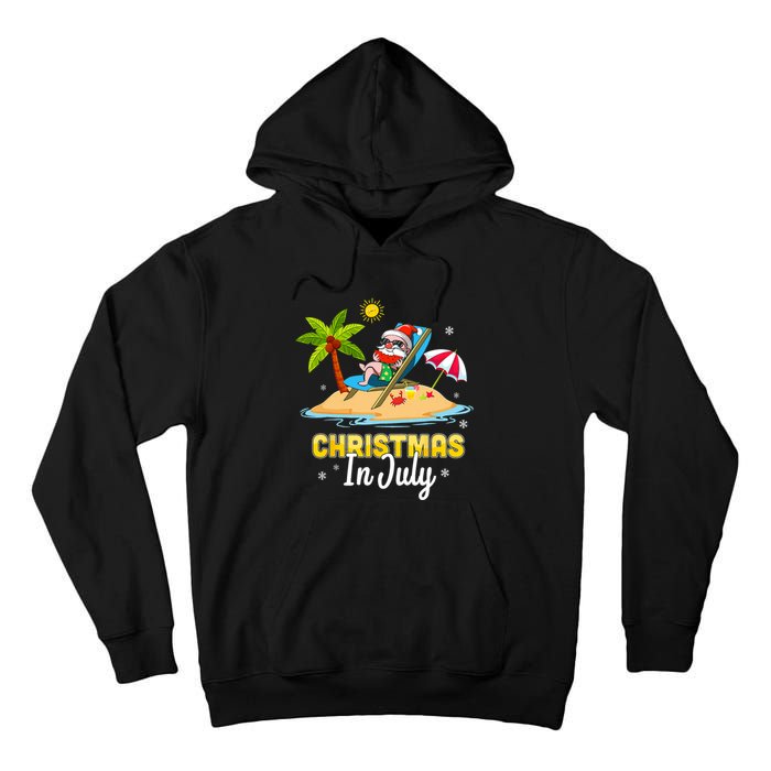 Christmas In July Santa Claus Beach Watermelon Gifts Tall Hoodie