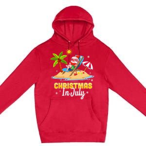 Christmas In July Santa Claus Beach Watermelon Gifts Premium Pullover Hoodie