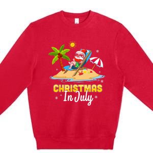 Christmas In July Santa Claus Beach Watermelon Gifts Premium Crewneck Sweatshirt