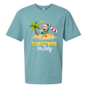 Christmas In July Santa Claus Beach Watermelon Gifts Sueded Cloud Jersey T-Shirt