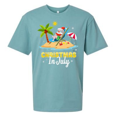 Christmas In July Santa Claus Beach Watermelon Gifts Sueded Cloud Jersey T-Shirt