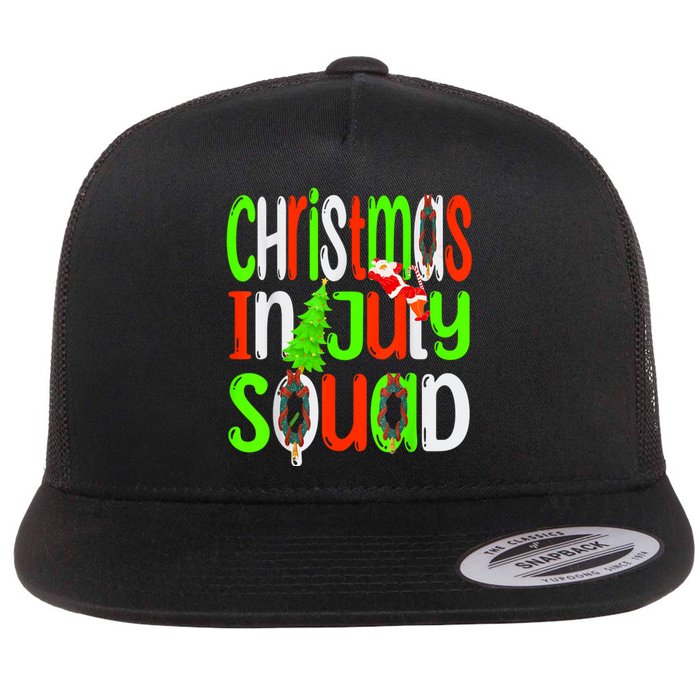 Christmas In July Squad Funny Summer Xmas Men Women Kids Flat Bill Trucker Hat