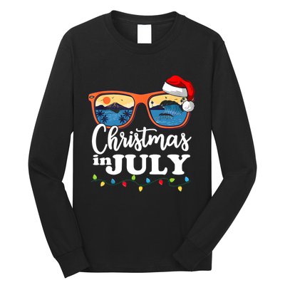 Christmas In July Funny Santa Summer Beach Vacation Sunglasses Long Sleeve Shirt