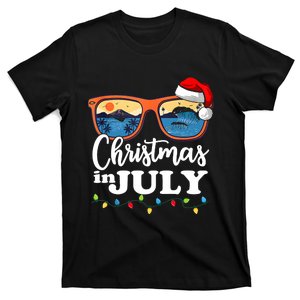 Christmas In July Funny Santa Summer Beach Vacation Sunglasses T-Shirt