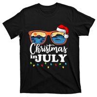 Christmas In July Funny Santa Summer Beach Vacation Sunglasses T-Shirt