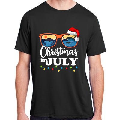 Christmas In July Funny Santa Summer Beach Vacation Sunglasses Adult ChromaSoft Performance T-Shirt