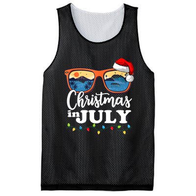 Christmas In July Funny Santa Summer Beach Vacation Sunglasses Mesh Reversible Basketball Jersey Tank