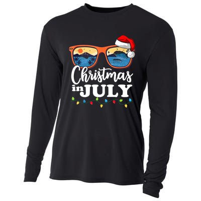 Christmas In July Funny Santa Summer Beach Vacation Sunglasses Cooling Performance Long Sleeve Crew