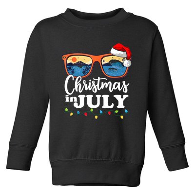 Christmas In July Funny Santa Summer Beach Vacation Sunglasses Toddler Sweatshirt