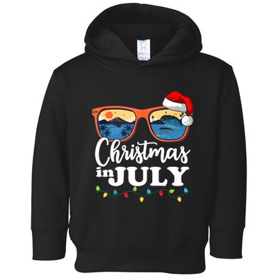 Christmas In July Funny Santa Summer Beach Vacation Sunglasses Toddler Hoodie